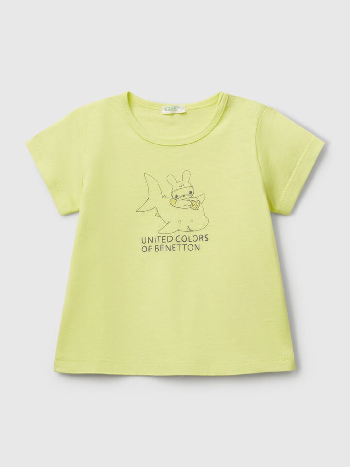 benetton Short sleeve t-shirt with print Lime