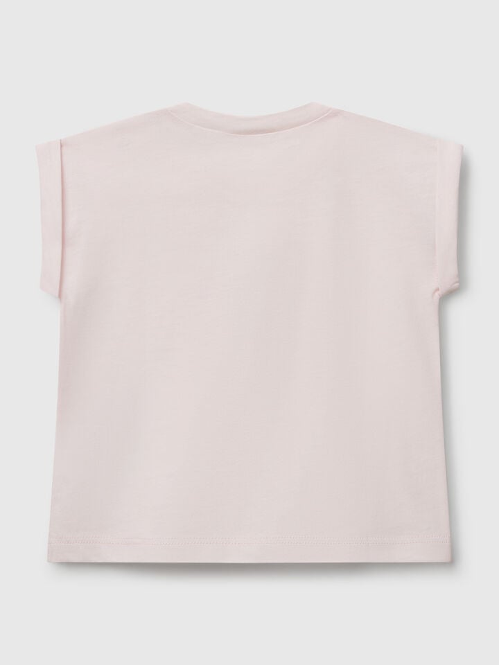 Benetton Short Sleeve T-shirt With Print Pink