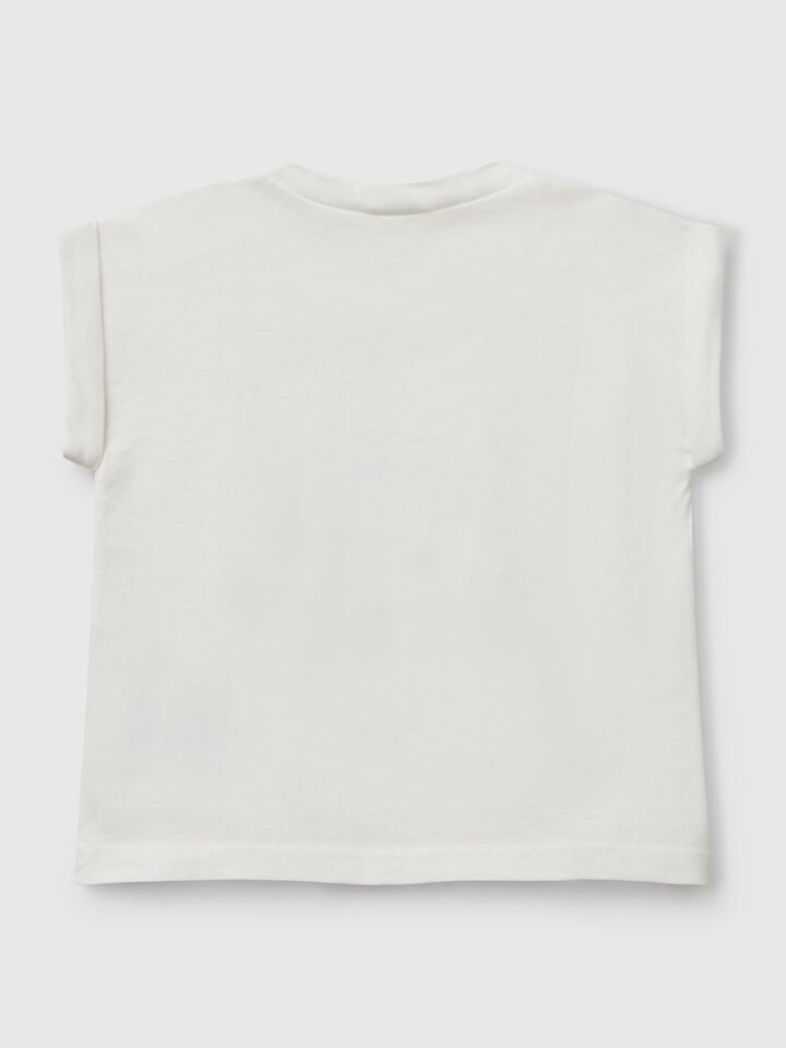 Benetton Short Sleeve T-shirt With Print White