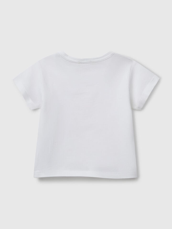 Benetton Short Sleeve T-shirt With Print White