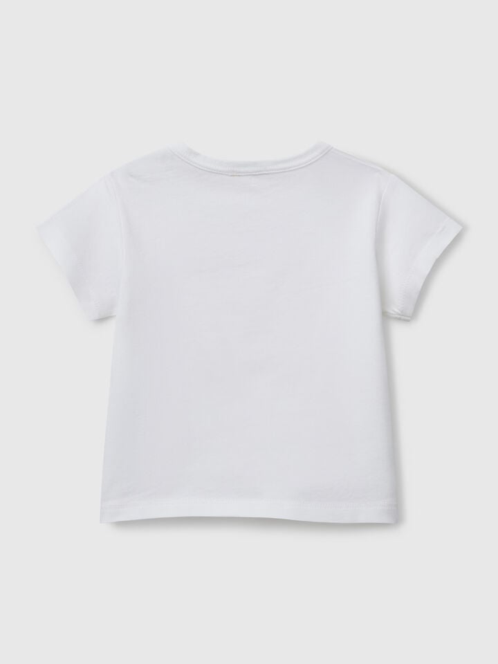 Benetton Short Sleeve T-shirt With Print White
