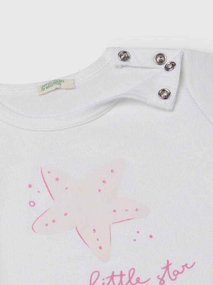 Benetton Short Sleeve T-shirt With Print White