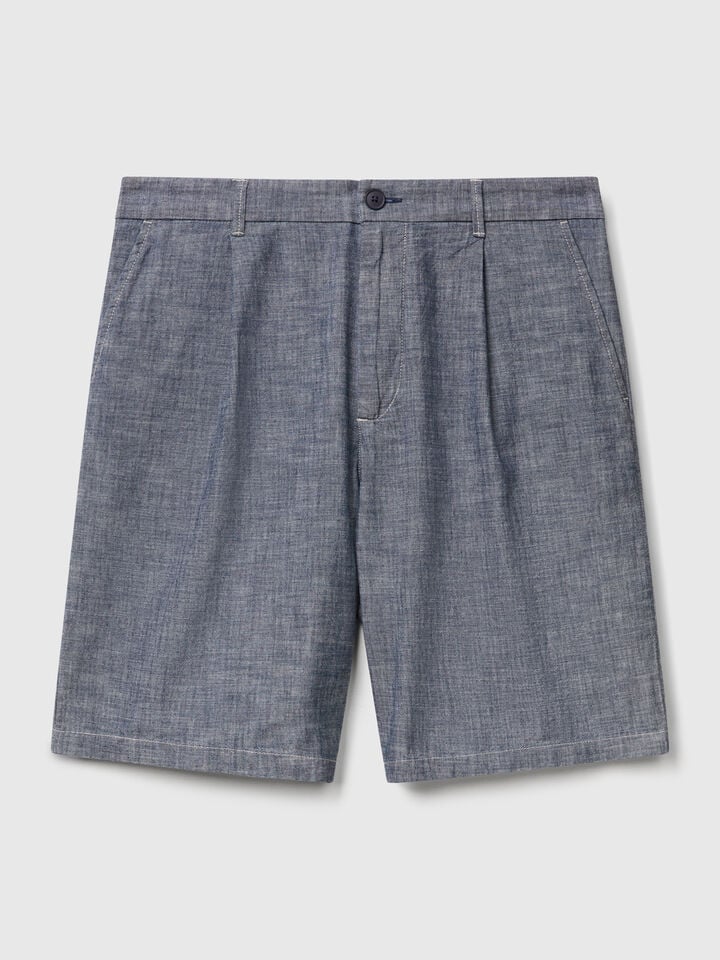 Benetton Shorts In Chambray Blue