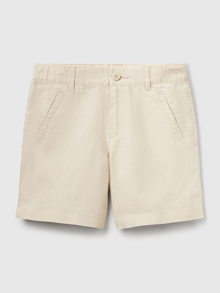 benetton Shorts in linen blend Beige