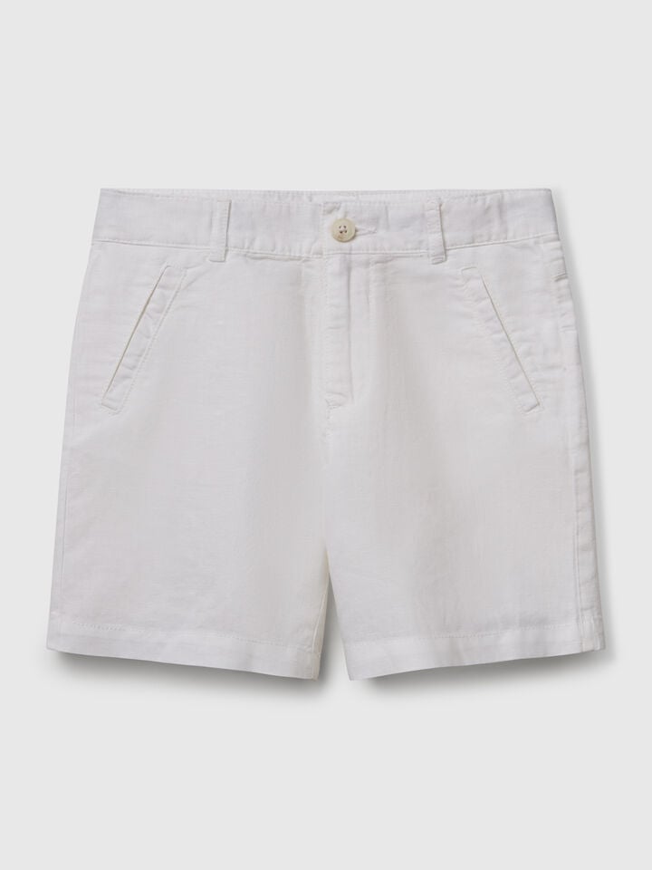benetton Shorts in linen blend White