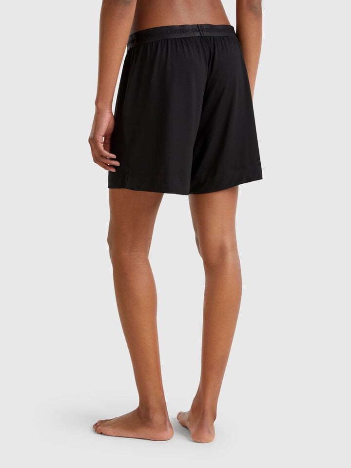 Benetton Shorts In Stretch Modal Black