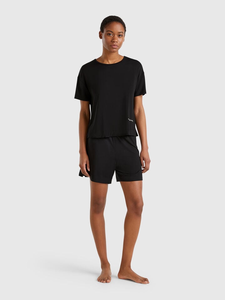 Benetton Shorts In Stretch Modal Black
