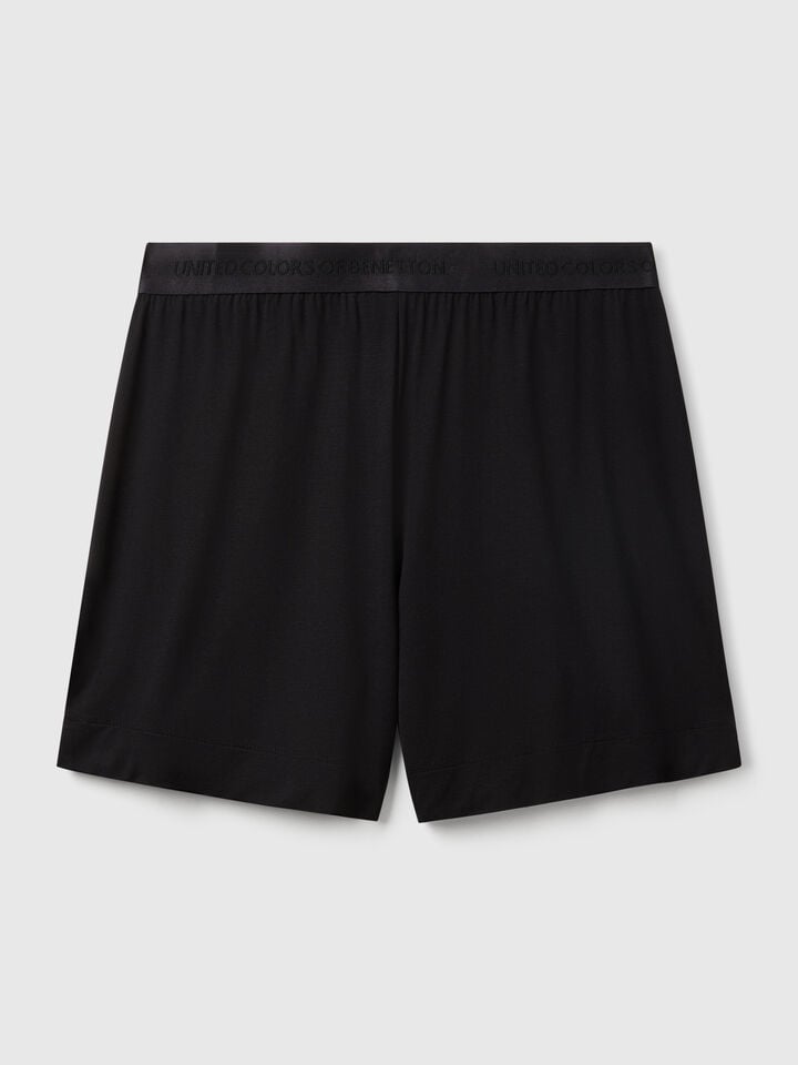 Benetton Shorts In Stretch Modal Black