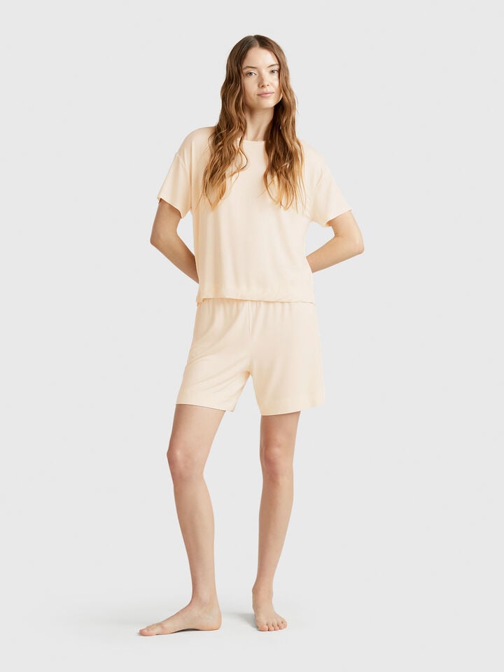 Benetton Shorts In Stretch Modal Creamy White