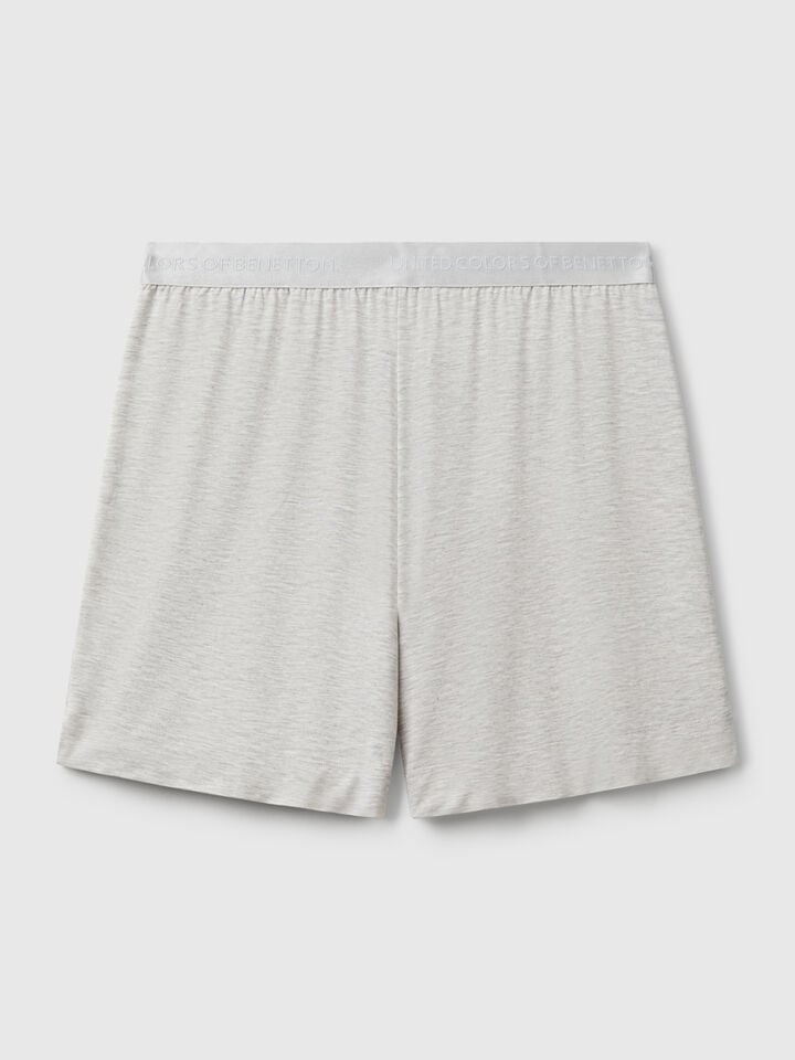 Benetton Shorts In Stretch Modal Light Gray