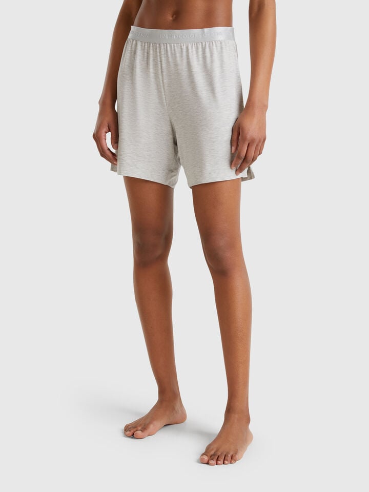 benetton Shorts in stretch Modal Light Gray