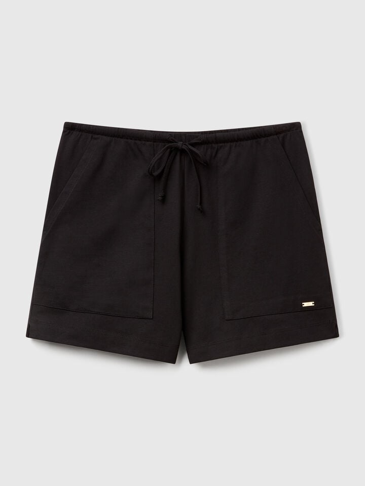 Benetton Shorts With Drawstring Black