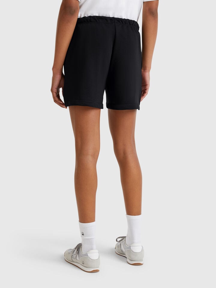 Benetton Shorts With Logoed Elastic Black