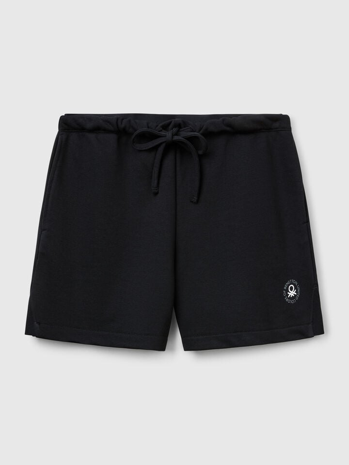 Benetton Shorts With Logoed Elastic Black