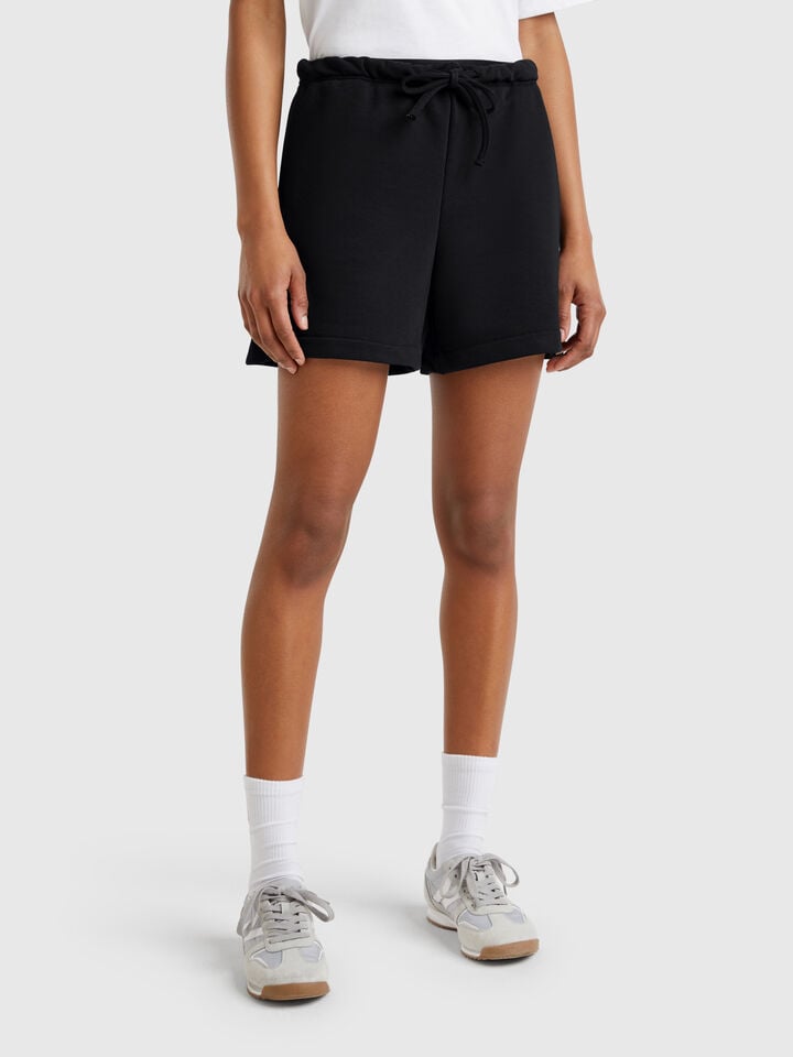 benetton Shorts with logoed elastic Black