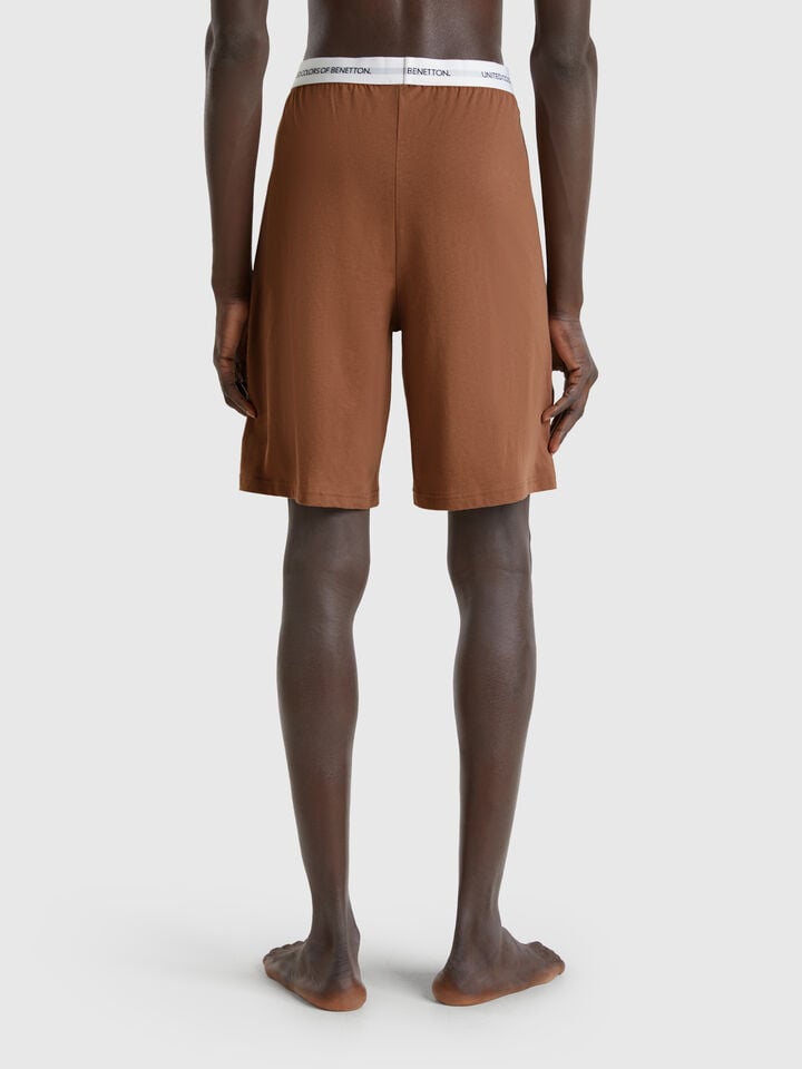 Benetton Shorts With Logoed Elastic Brown