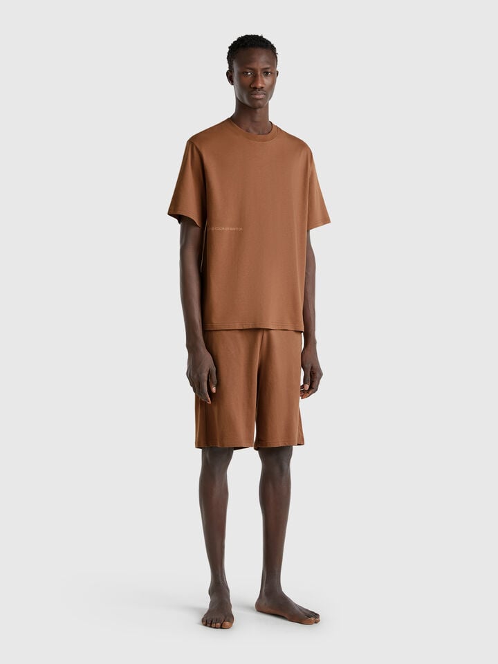 Benetton Shorts With Logoed Elastic Brown