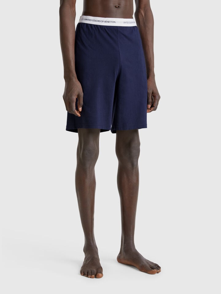 benetton Shorts with logoed elastic Dark Blue