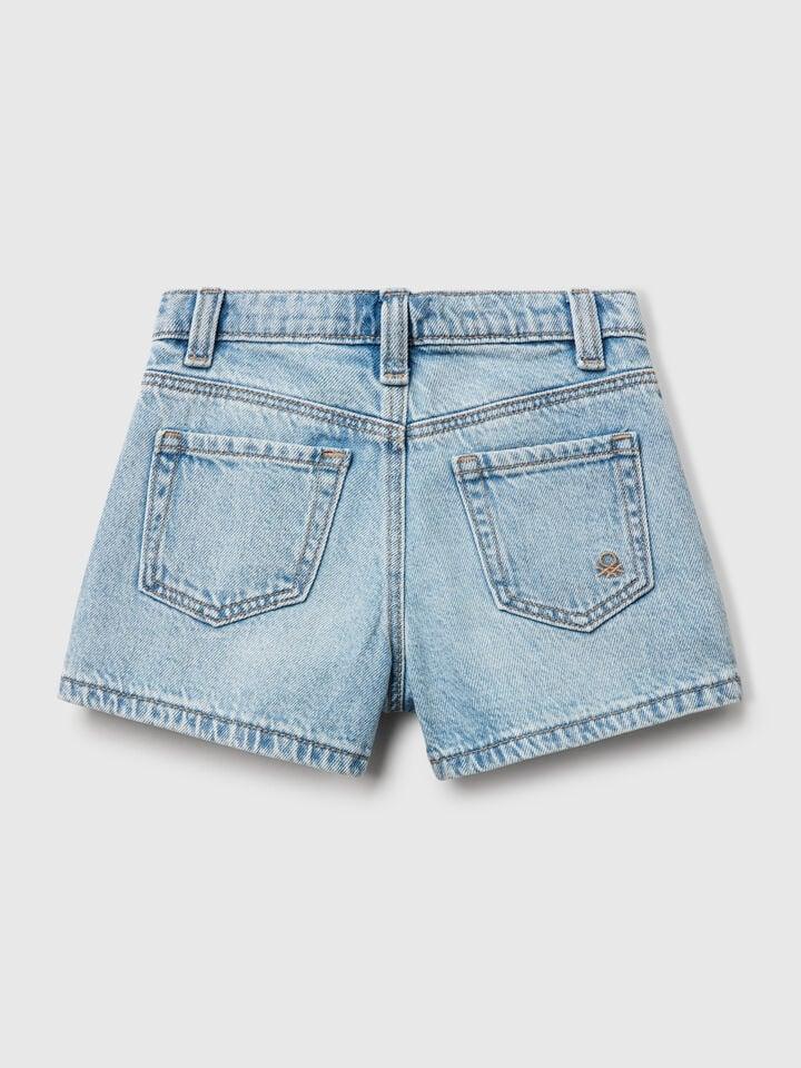 Benetton Shorts With Macramé Flowers Light Blue
