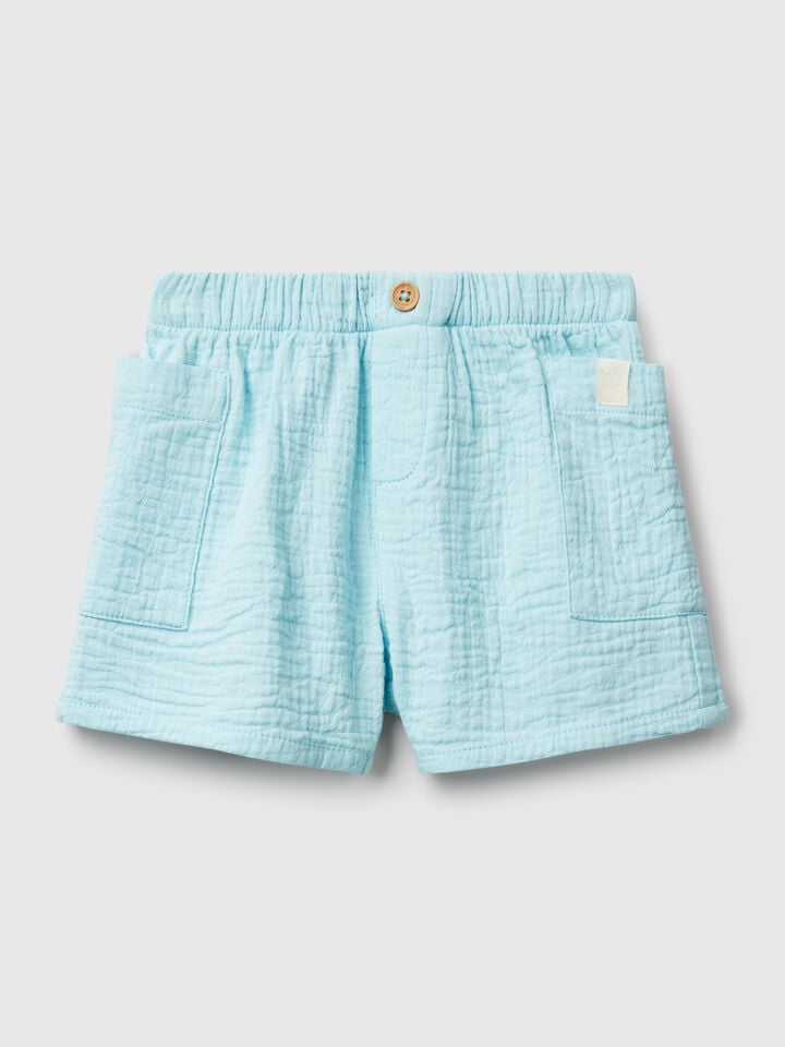 Benetton Shorts With Pockets Light Blue