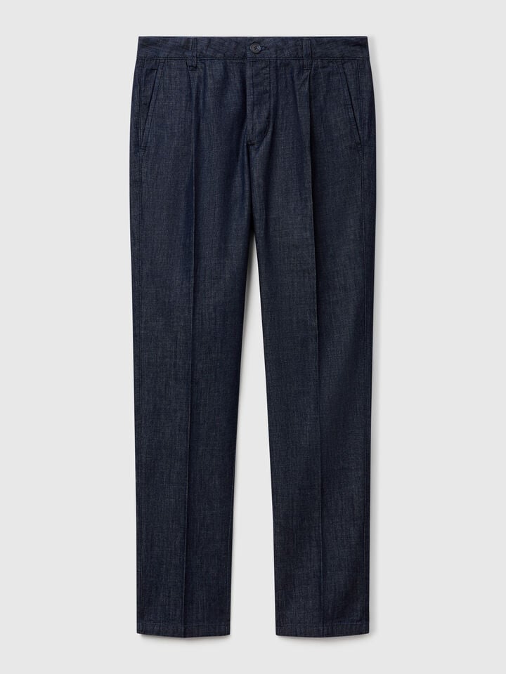 Benetton Slim Fit Chambray Chinos Blue