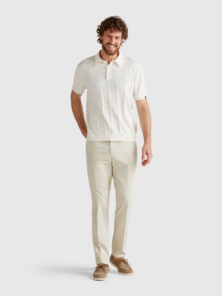 Benetton Slim Fit Chinos In Light Cotton Beige
