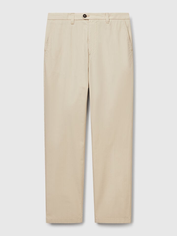 Benetton Slim Fit Chinos In Light Cotton Beige