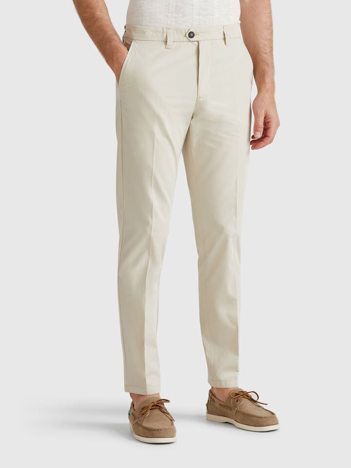 benetton Slim fit chinos in light cotton Beige