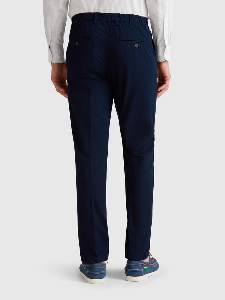 Benetton Slim Fit Chinos In Light Cotton Dark Blue