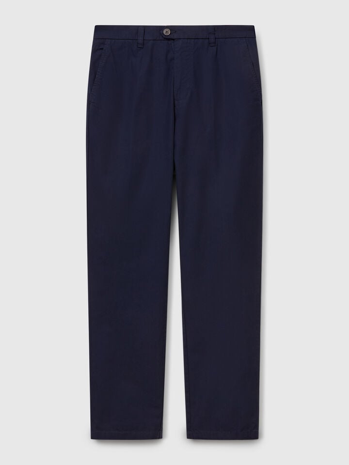 Benetton Slim Fit Chinos In Light Cotton Dark Blue