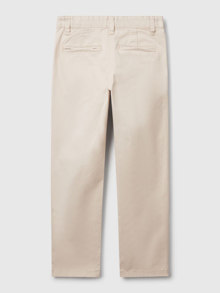 Benetton Slim Fit Chinos In Stretch Cotton Beige
