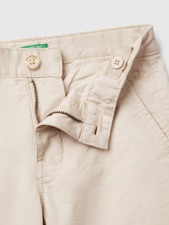 Benetton Slim Fit Chinos In Stretch Cotton Beige