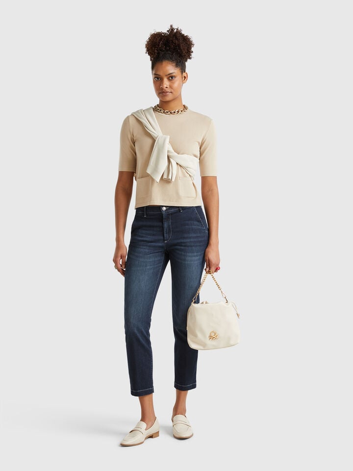 Benetton Slim Fit Denim Chinos Dark Blue