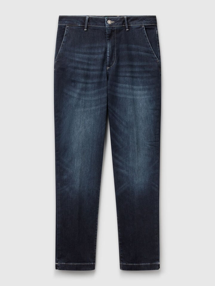 Benetton Slim Fit Denim Chinos Dark Blue