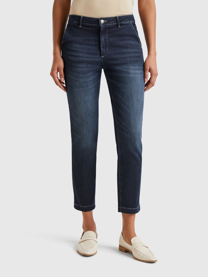 benetton Slim fit denim chinos Dark Blue