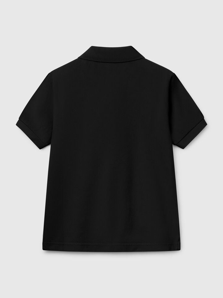 Benetton Slim Fit Polo In Pure Cotton Black