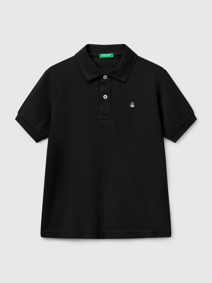 benetton Slim fit polo in pure cotton Black