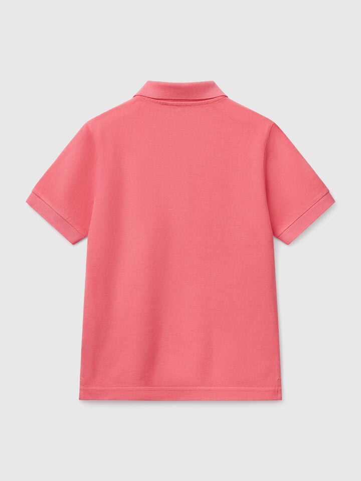 Benetton Slim Fit Polo In Pure Cotton Cyclamen