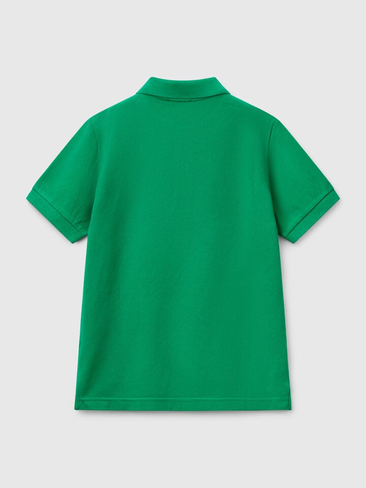 Benetton Slim Fit Polo In Pure Cotton Green
