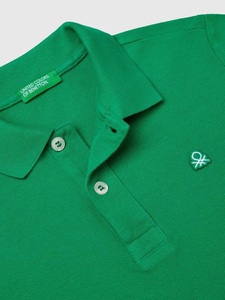 Benetton Slim Fit Polo In Pure Cotton Green