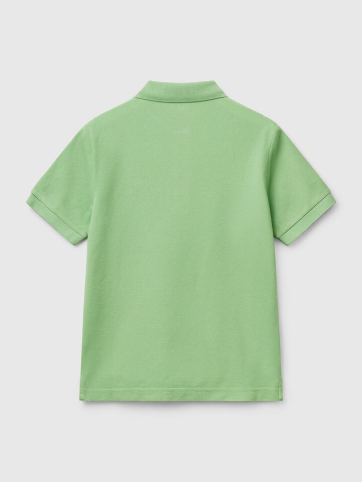 Benetton Slim Fit Polo In Pure Cotton Green