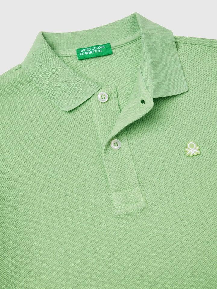 Benetton Slim Fit Polo In Pure Cotton Green