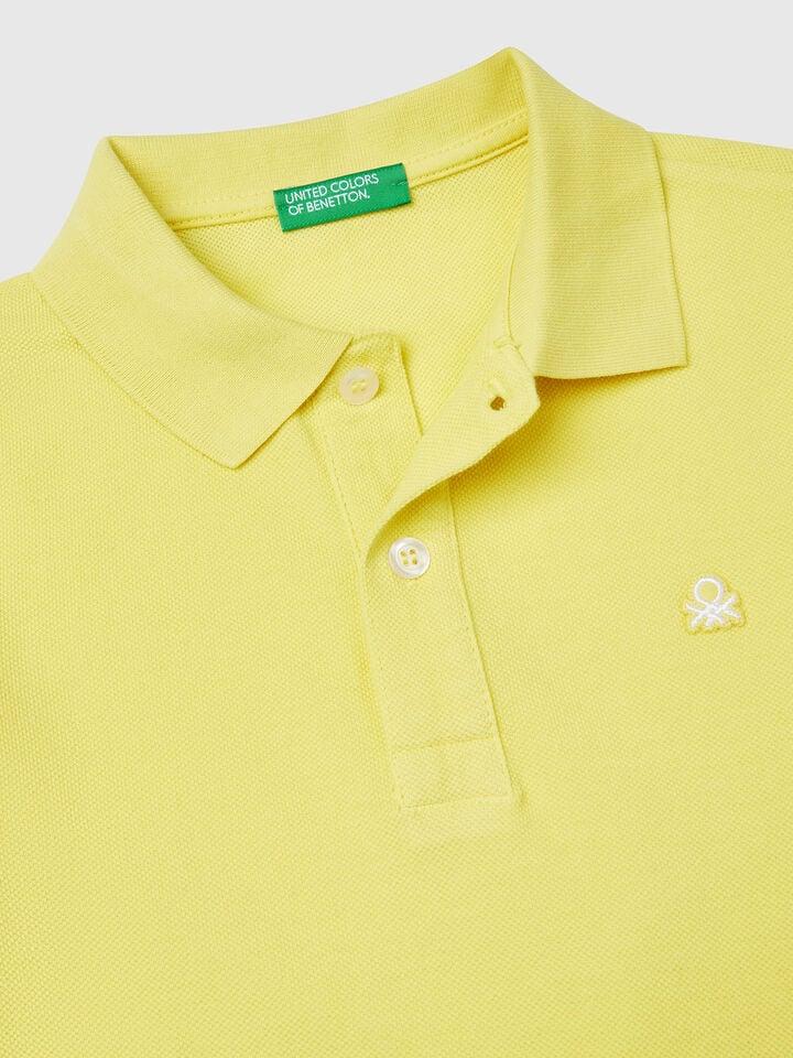 Benetton Slim Fit Polo In Pure Cotton Lime