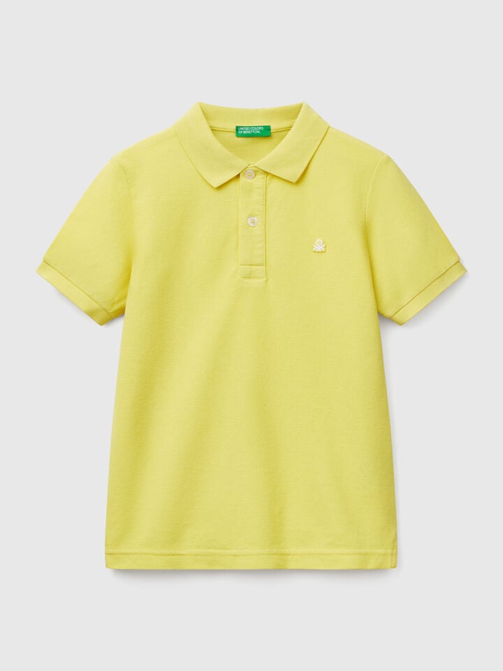 benetton Slim fit polo in pure cotton Lime