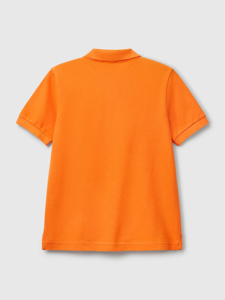 Benetton Slim Fit Polo In Pure Cotton Orange