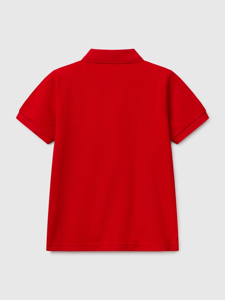 Benetton Slim Fit Polo In Pure Cotton Red