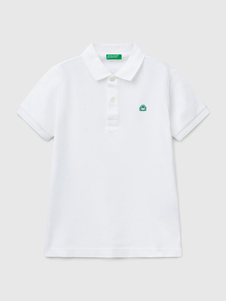 benetton Slim fit polo in pure cotton White