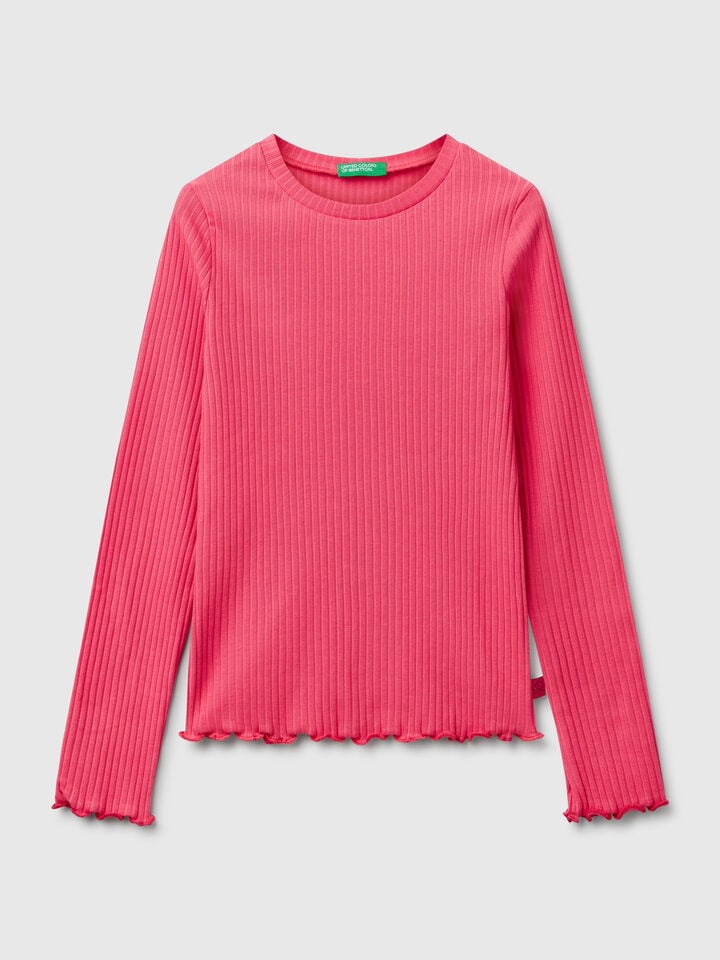 benetton Slim fit stretch cotton t-shirt Cyclamen