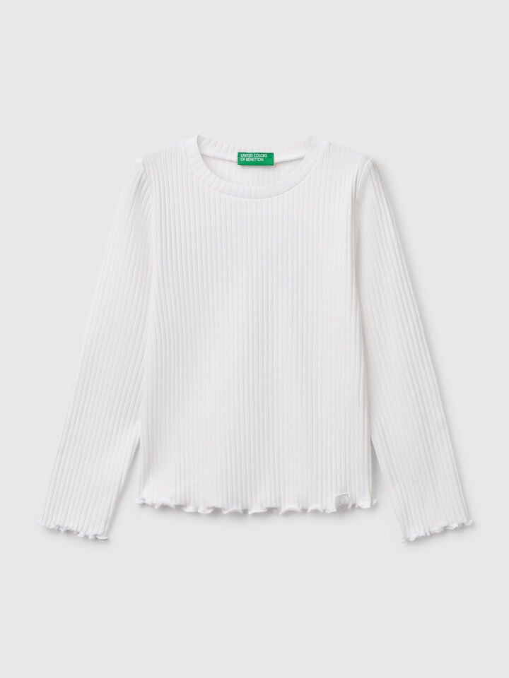 benetton Slim fit stretch cotton t-shirt White