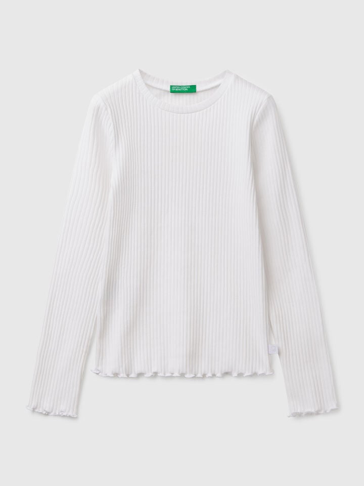 benetton Slim fit stretch cotton t-shirt White